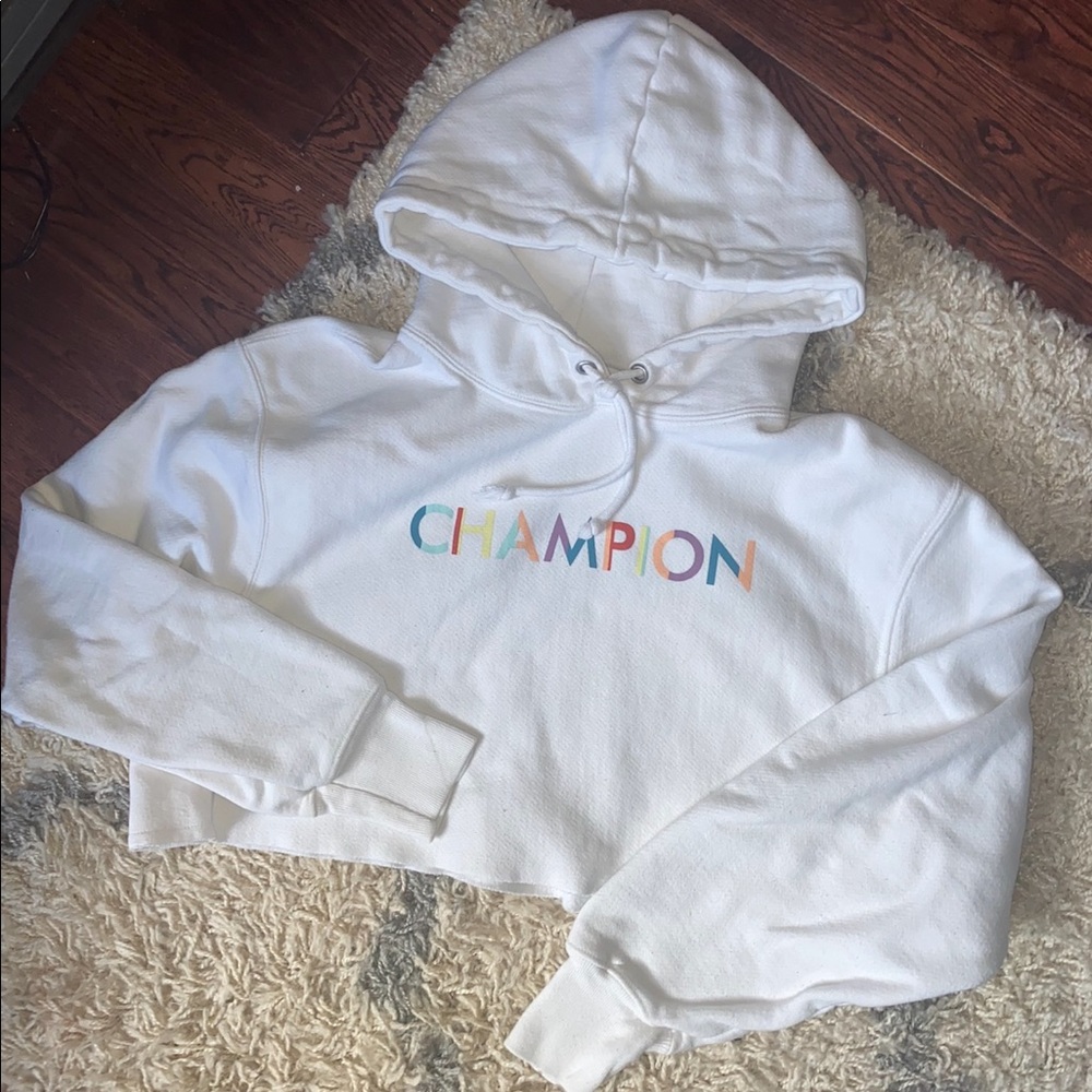 White Champion crop hoodie